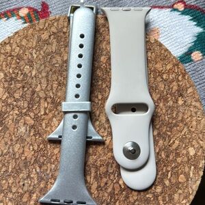 Silver and White Watch Band Set